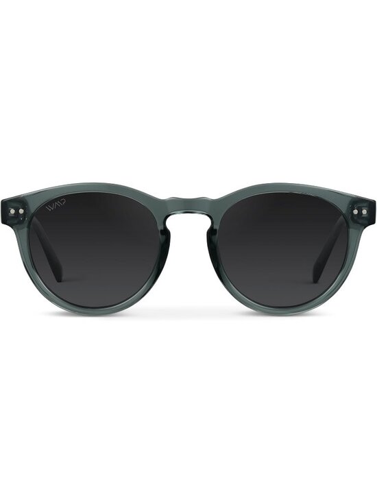 Women\'s Light Crystal Blue Frame/ Smoke Lens Round Polarized Retro Sunglasses main image 5